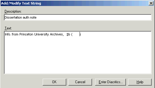 add modify text string window
