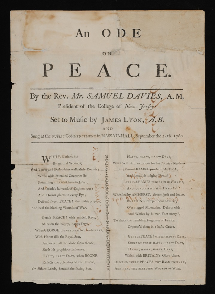 An ode on peace / Davies, Samuel, 1723-1761.