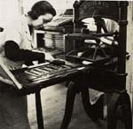 Picture of Jane Grabhorn printing, ca. 1945 -- Source is
Wentz, Roby. The Grabhorn Press. San Francisco, The Book Club of California, 1981